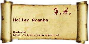 Holler Aranka névjegykártya